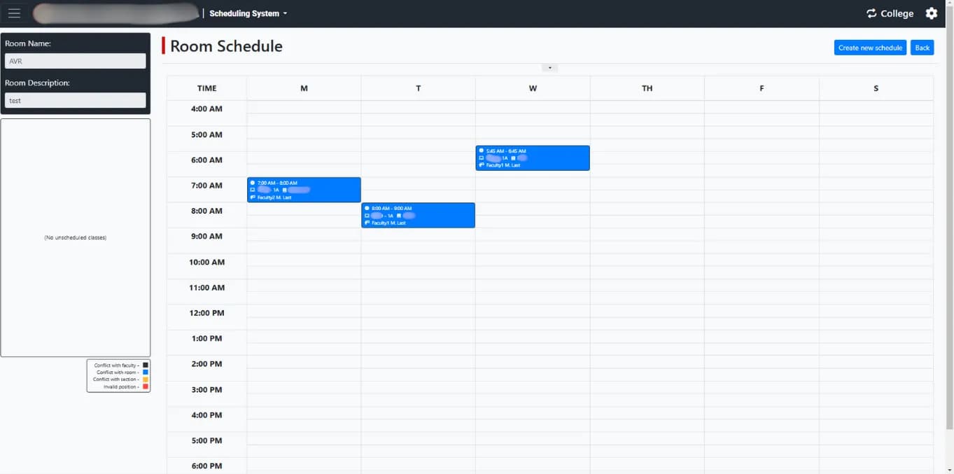 Scheduling System Room Scheduling